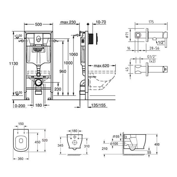 Схема инсталляции grohe rapid