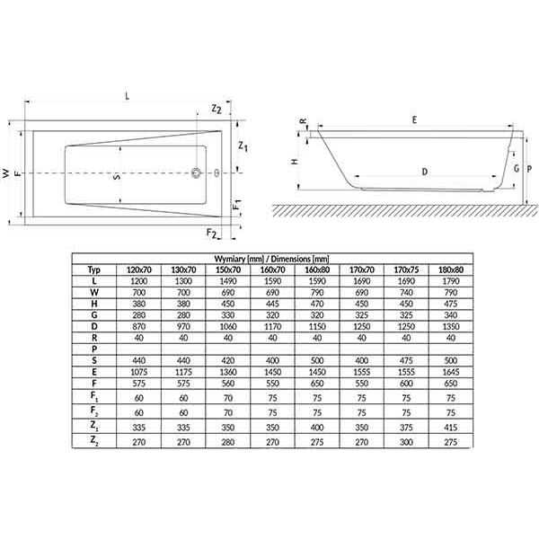 Акриловая ванна Excellent Wave 150x70 (сифон автомат)